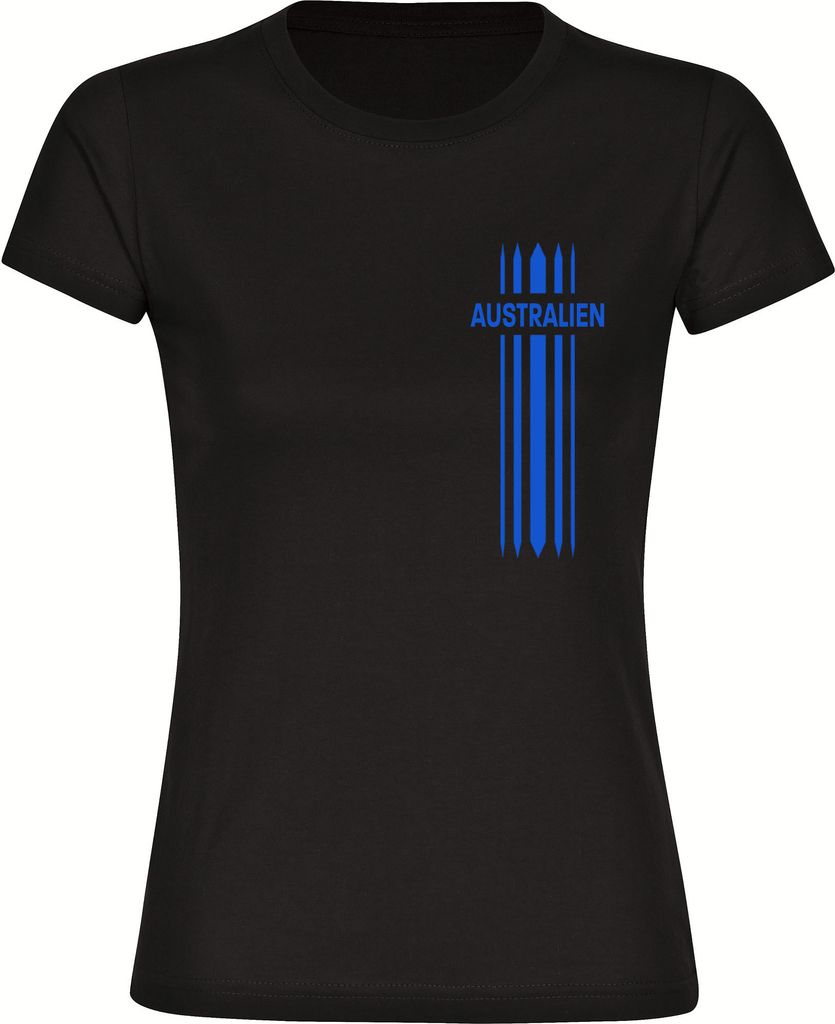 multifanshop Damen T-Shirt - Australien - Streifen, schwarz-2, Größe S