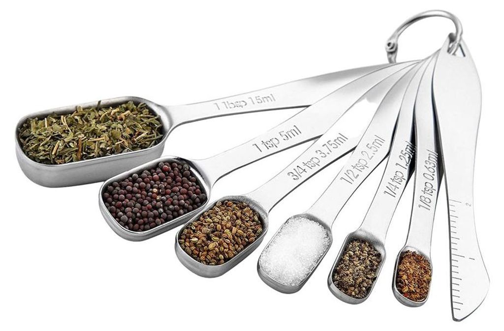 6 Stück Set Edelstahl Messlöffel Für Küche Backen Kochen, 0,63 Bis 15ml Teelöffel & Esslöffel Messlöffel Für Trockene & Flüssige Zutaten