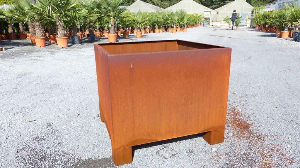 Cortenstahl Pflanzkübel 70x70x60 Rostkübel Rost Stahl Kübel Blumenkübel XXL
