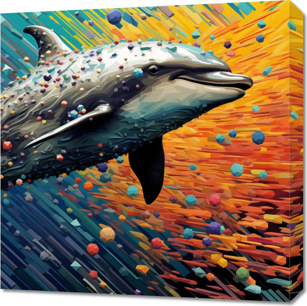 Quadro 60x60 cm Delfino Tavolozza Colori - Decorazione Parete Moderna