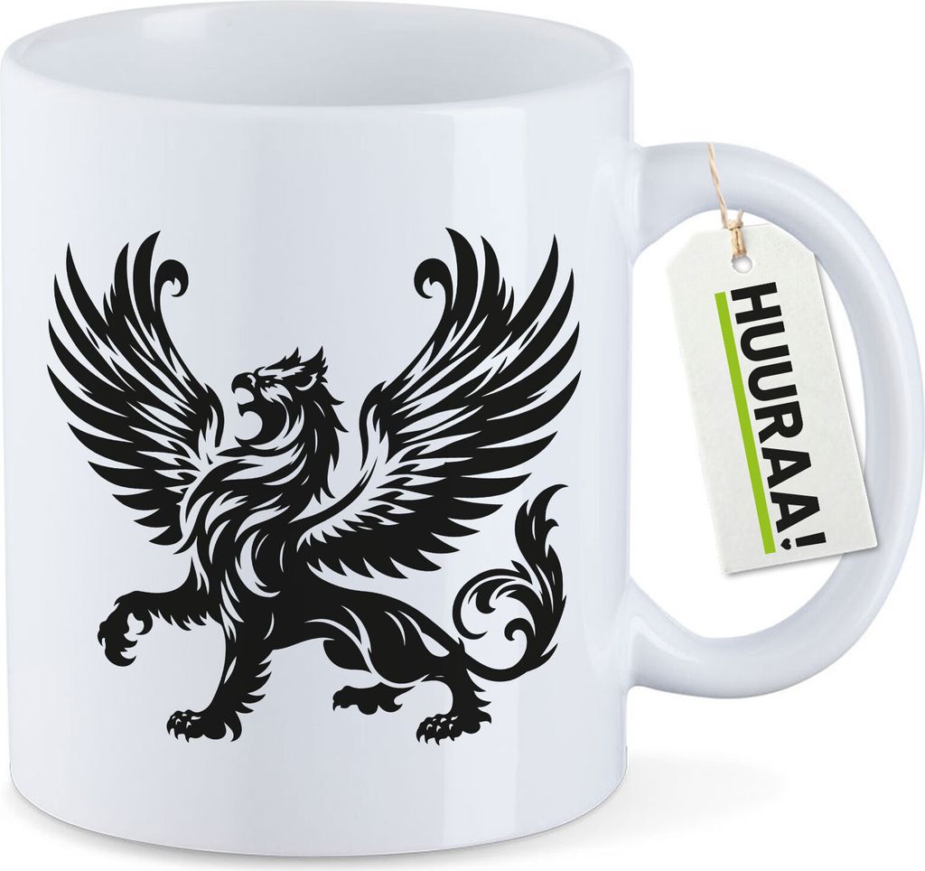 Huuraa Kaffeetasse Greif Fabelwesen 330ml Weiß Keramik Produktbild 