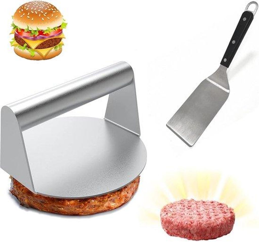 Professionelle Edelstahl-Hamburgerzangen für Flachgrills mit einfach zu reinigendem Design