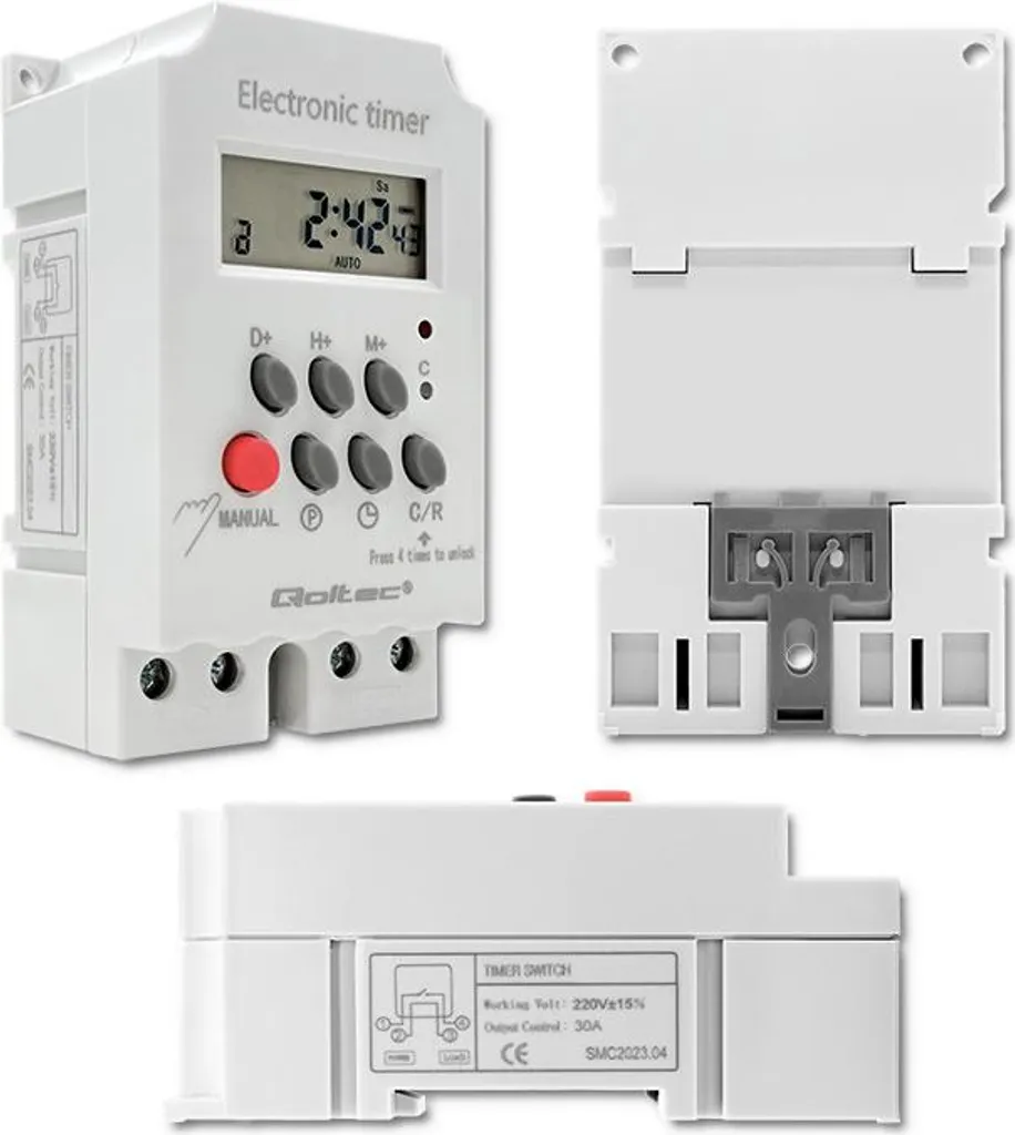 Programmatore Orario Digitale Qoltec 50629 per Guida DIN - LCD 230V - 13