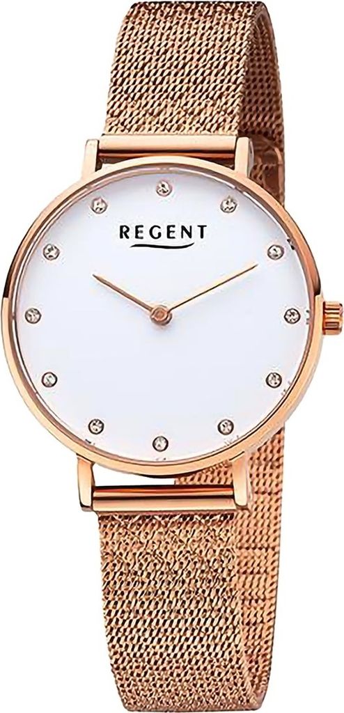 Regent Metall Damen Uhr Armbanduhr Quarz rosegold Metallarmband D2URF1329