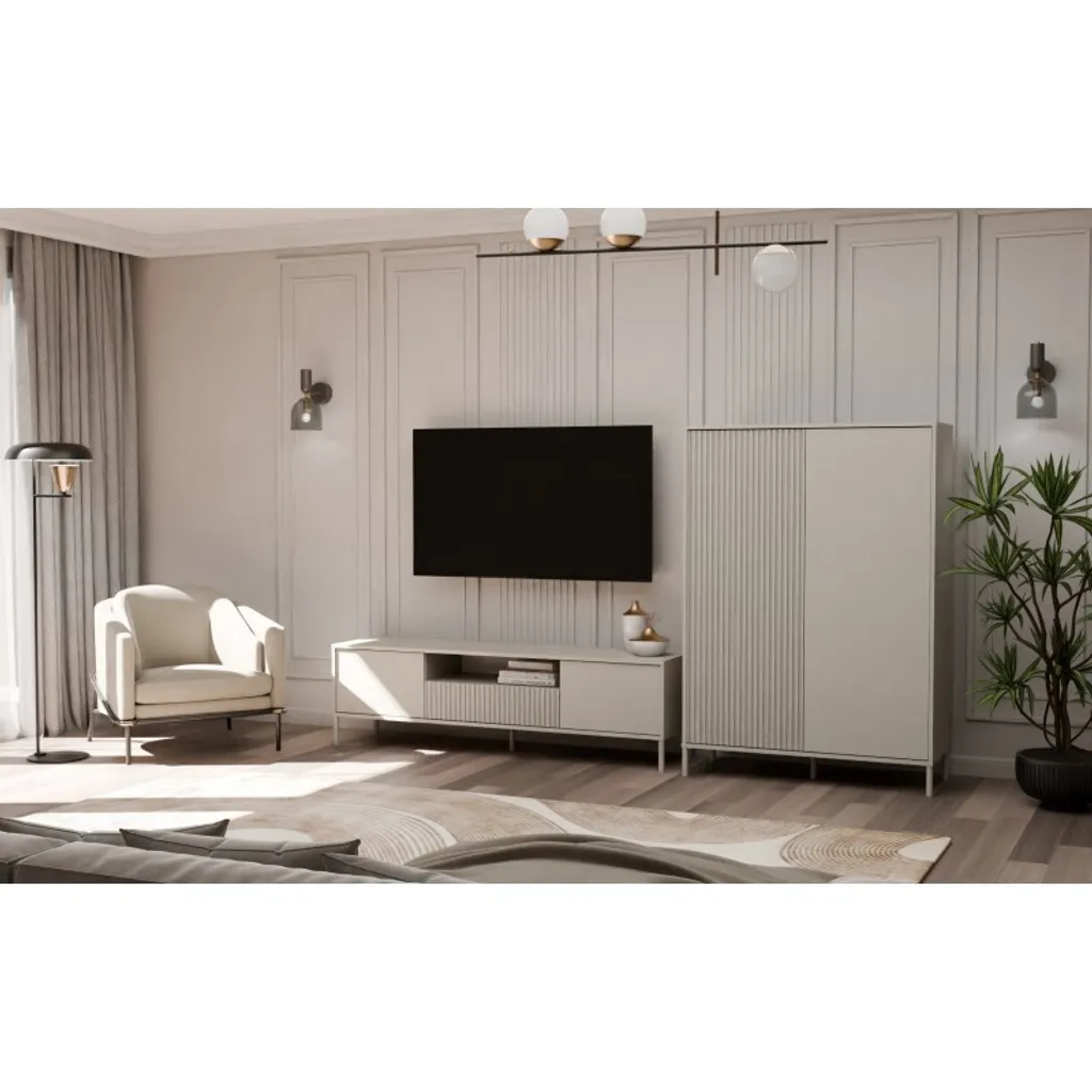 Meuble haut ELBA 104 cm cachemire - Solution gain de place pour studio - 2