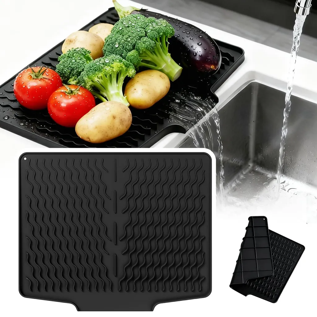 Tapis Égouttoir Anti-Humidité en Silicone pour Éviter l'Eau Stagnante