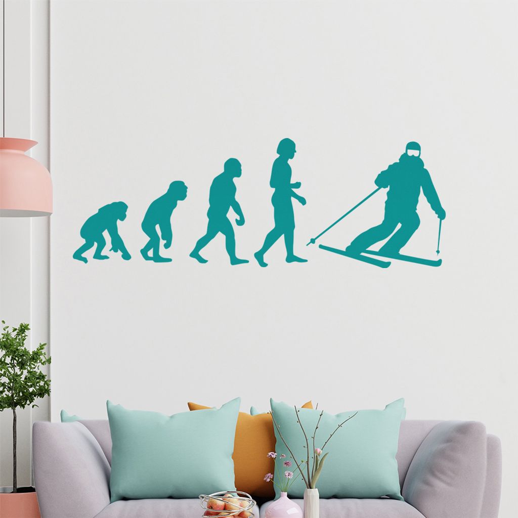 KIWISTAR Evolution Skifahrer fahrend Abhang Ski Wandtattoo in 6 Größen - Wandaufkleber Wall Sticker - Dekoration, Küche, Wohnzimmer, Schlafzimme...