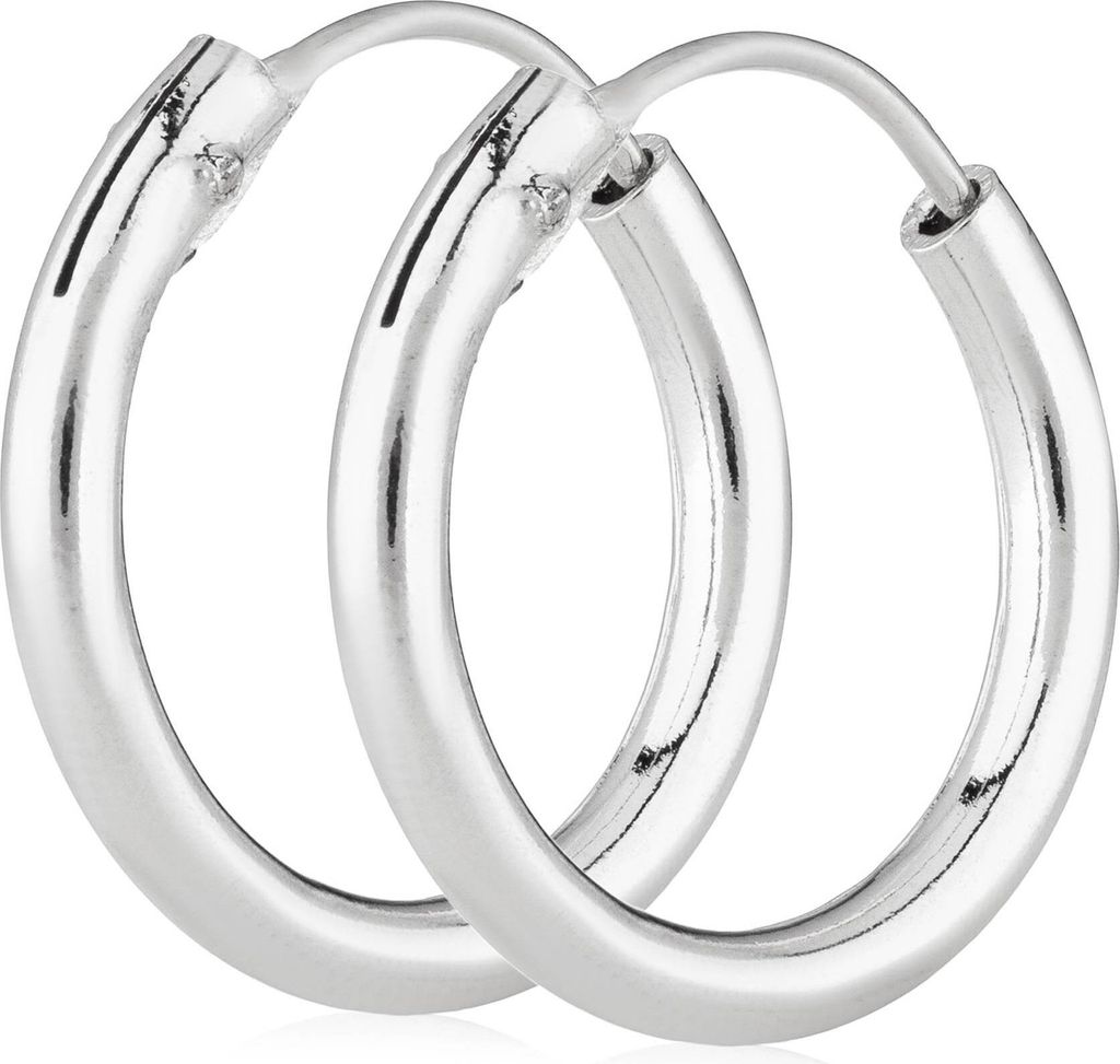 Paar 925 Sterling Silber Creole Ohrringe Ohrschmuck Ohrhänger 14mm 5072