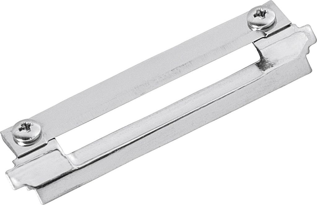 A close-up, studio shot of a metal replacement blade for a peeler.