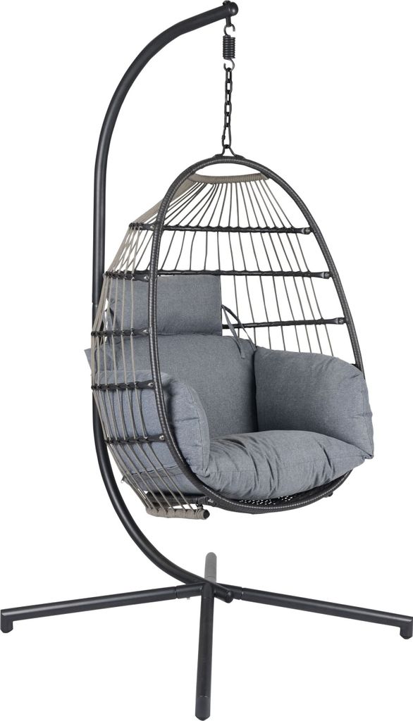 Garten- Hängesessel Hamburg Hängestuhl Hängekorb mit Gestell grau anthrazit