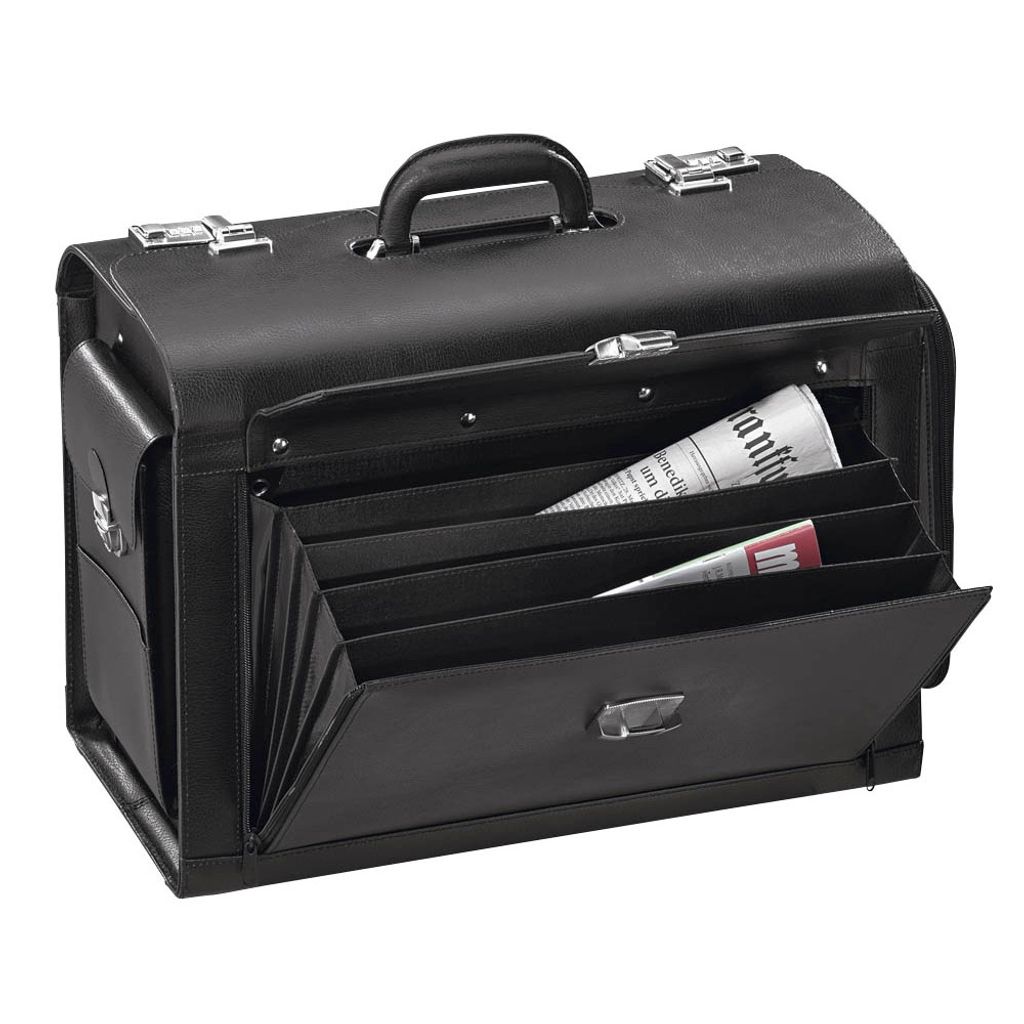 Alassio Pilotenkoffer VERONA Leder schwarz, 34,5x48,5x21,5 Produktbild 