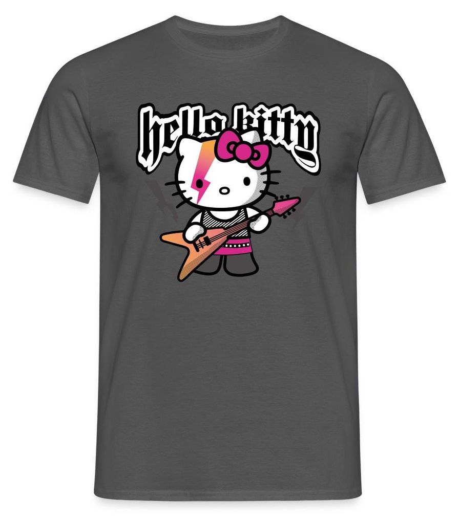 Spreadshirt Hello Kitty E-Gitarre Rock Style Männer T-Shirt, XXL, Anthrazit