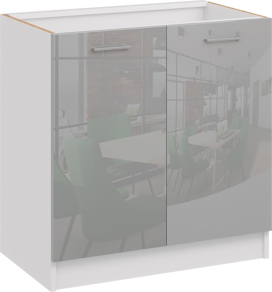 Roe Furniture | Küchenunterschrank 80 cm - Grau – Glanzgrau Produktbild 
