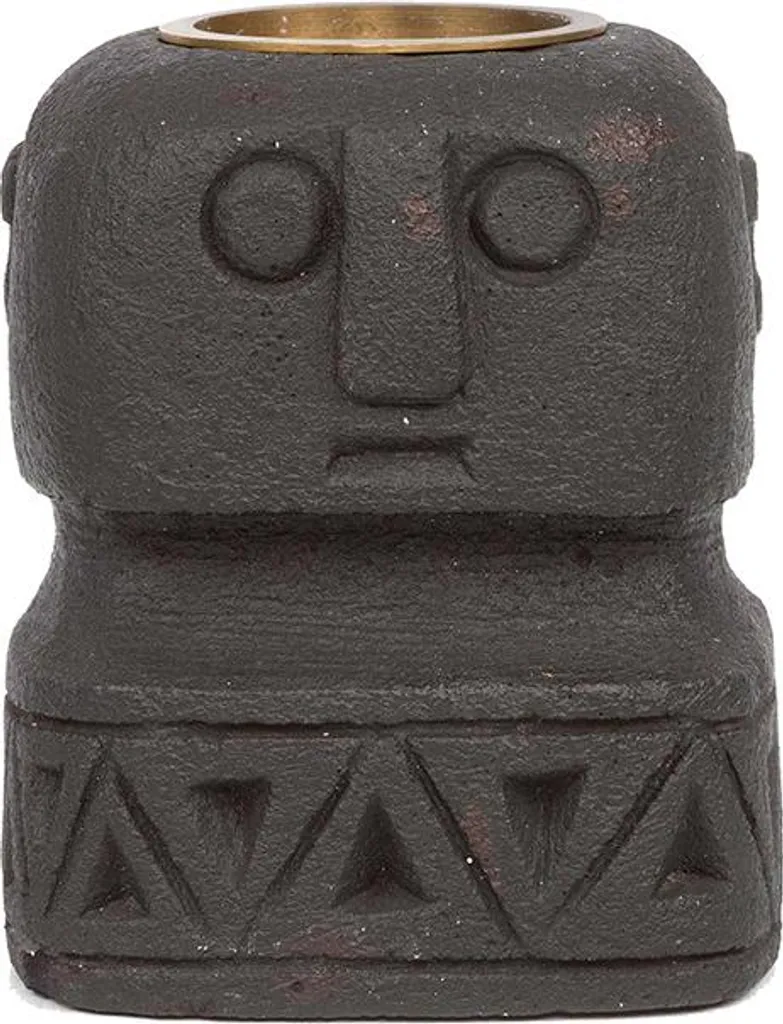 Bougeoir sculpté main Sumba Stone #26 en roche calcaire artisanale