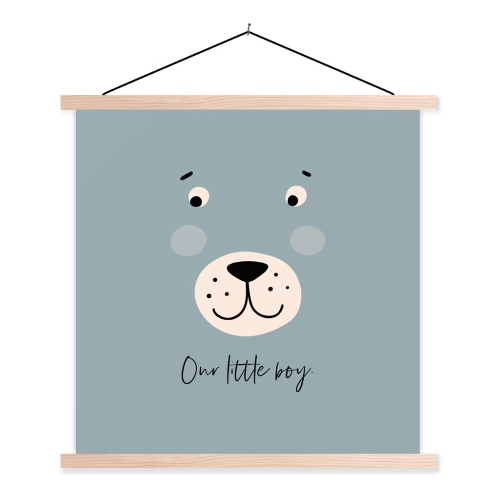 MuchoWow Textilposter Zitate - Unser kleiner Junge - Sprichwörter - Jungen - Baby - Kleiner Junge 120x120 cm mit holzfarbenen Rahmen - Textil-Po...