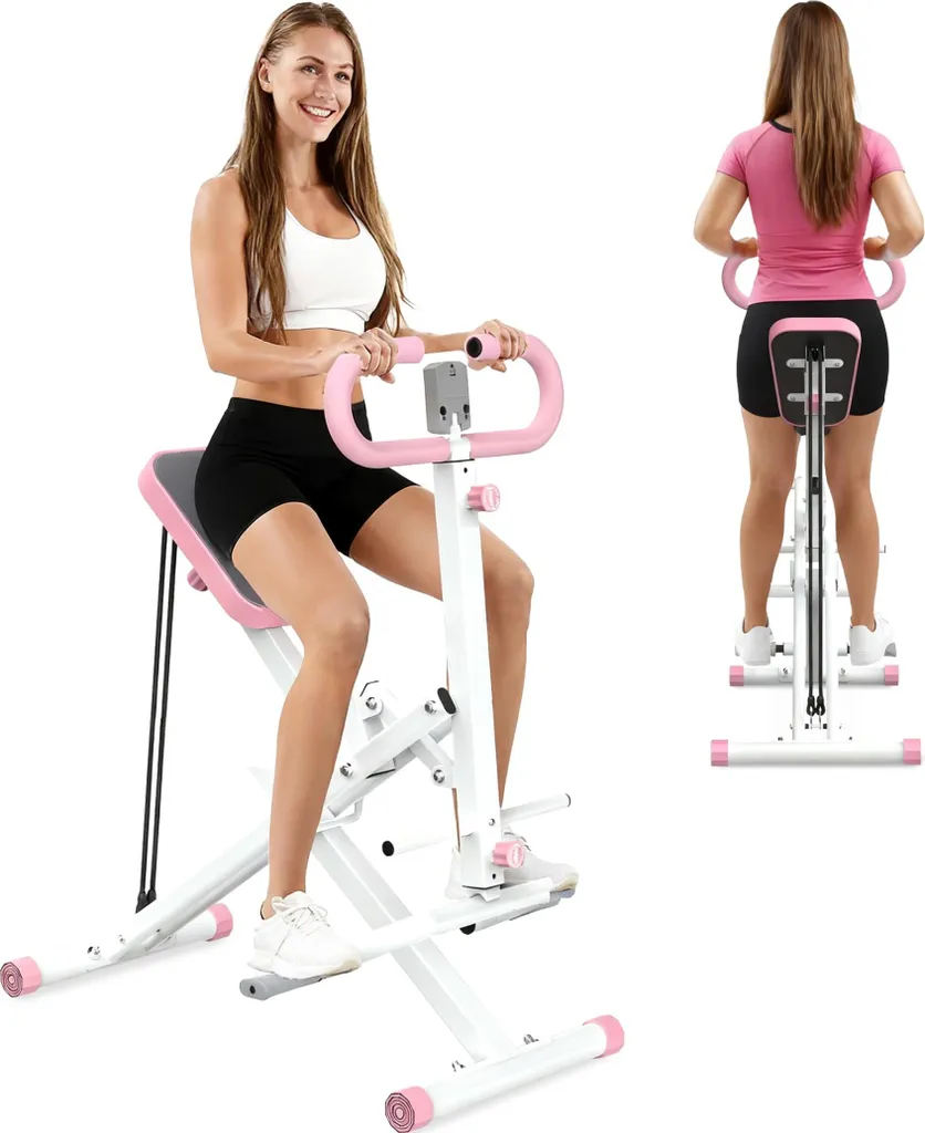 Machine à Squat Rose Pliable pour Fessiers avec Bandes de Résistance