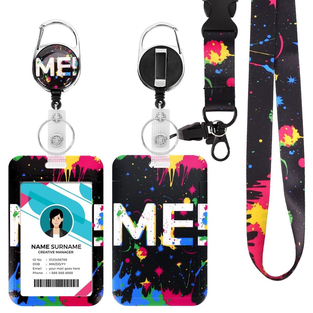 Ausweishalter mit Riemen, Ausweishalter mit abnehmbarem Lanyard, einziehbarer Ausweishalter, abnehmbare Namensschildclips, Halsband, Bürogeschenke...