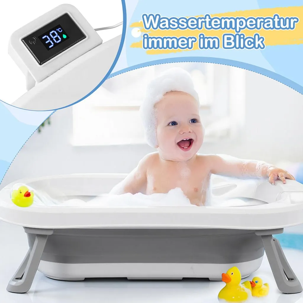 Baignoire bébé pliable idéale pour petit espace avec support ergonomique