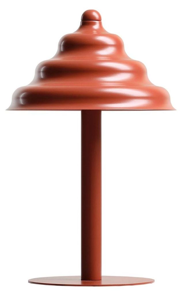 Tischlampe Metall Glas G9 Ø 22.5 cm 36 cm hoch Ziegelrot rund Modern Tischleuchte