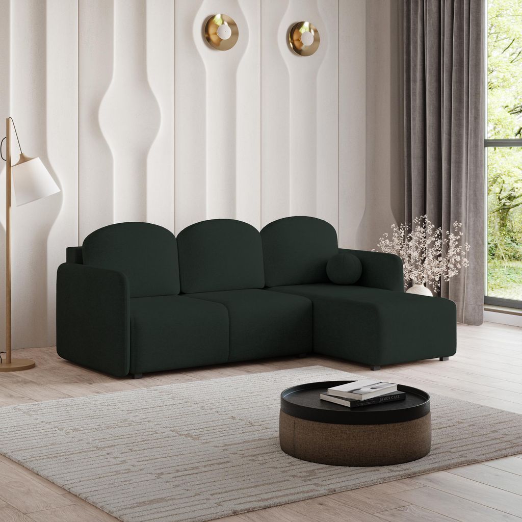 Masseno Ecksofa SUVINO mit Schlaffunktion L-Form, Sofa mit Bettkasten, Wohnzimmersofa, Couch, Soffa, Bettsofa, Couchgarnitur- Grün, NEVE 37