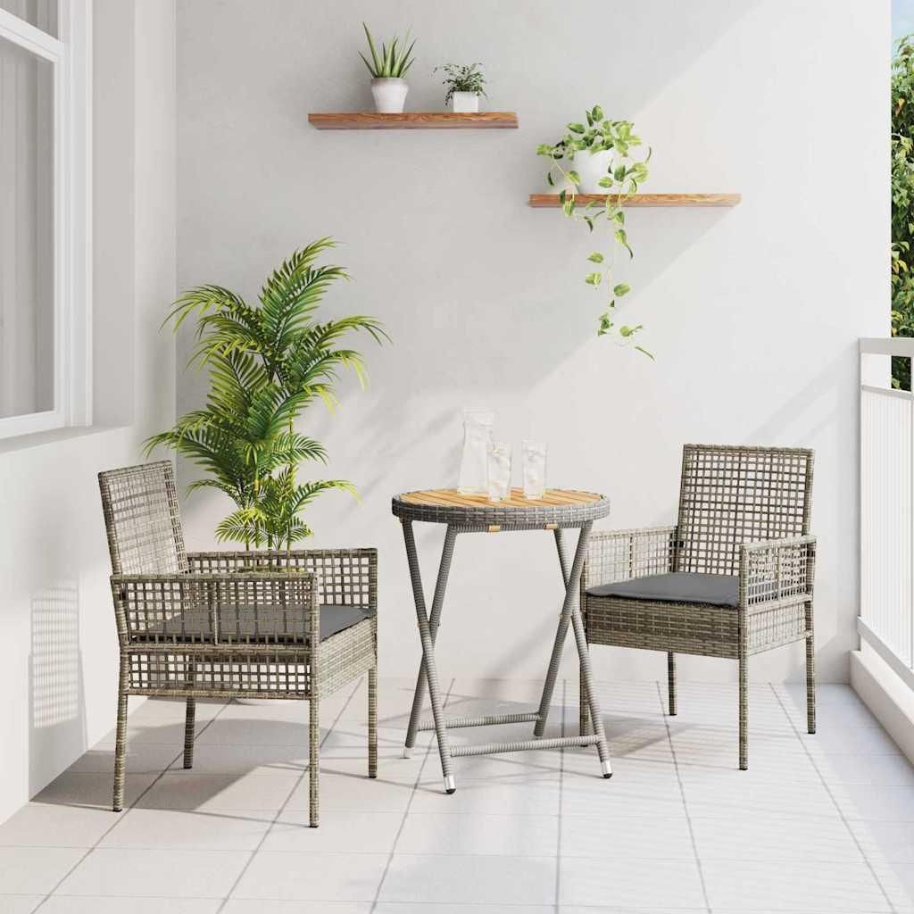 Maison Exclusive - Garten Bistro Set 3 pcs Grau Poly-Rattan