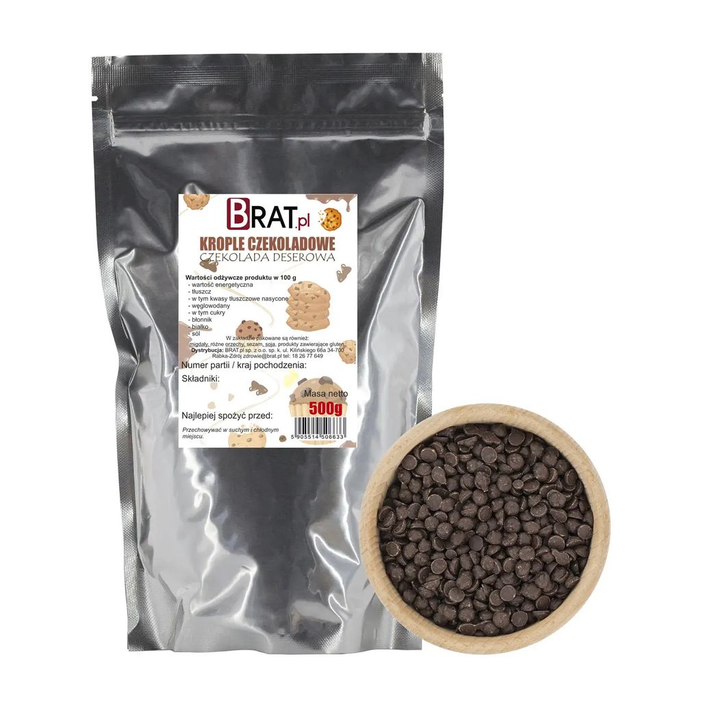 Krople czekoladowe - czekolada deserowa 500g Brat.pl Zdjęcie produktu 