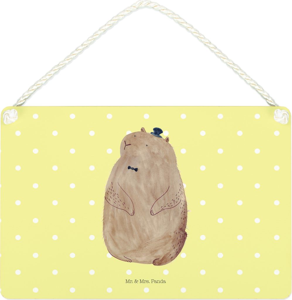 Mr. & Mrs. Panda Schild Murmeltier DIN A4 - Gelb Pastell - Geschenk, Fröhlichkeit, Türschild, kleine aufmerksamkeit, Anstand, Lustige Sprüche, R...