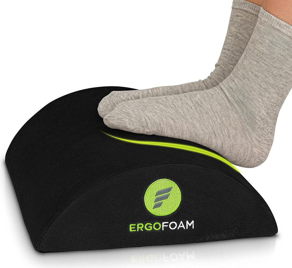 Optimale Büro Fußstütze - Premium Samt Weicher Schaum - Bequeme Fußbank gegen Rückenschmerzen - Fußstütze Schaukeln (Schwarz)