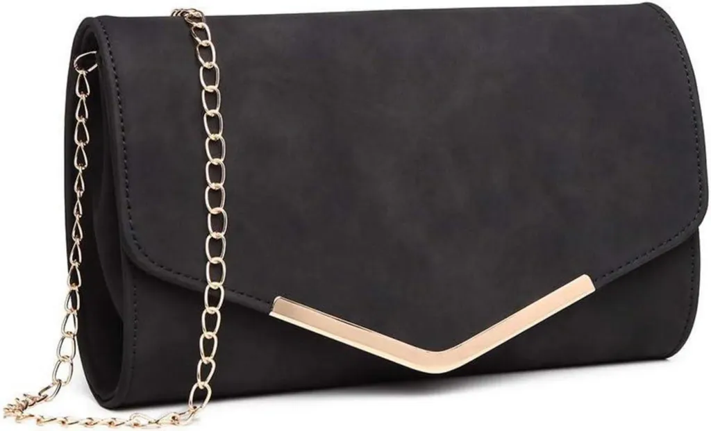 Petit sac de soirée noir pour mariage et cocktail avec chaîne chic