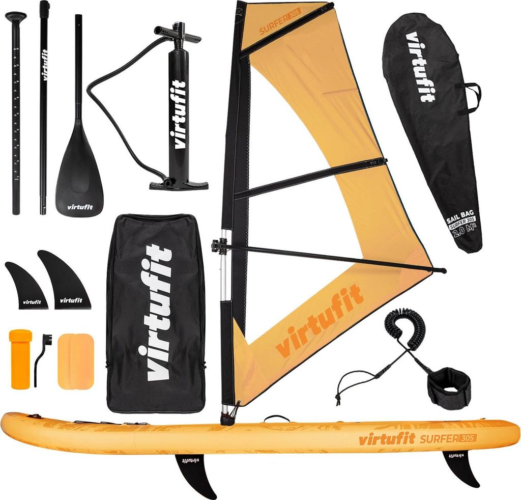 VirtuFit Surfer 305 SUP-Board ORANGE mit Windsurf-Set