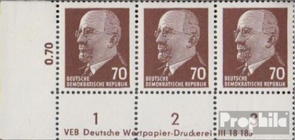 Briefmarken DDR 1963 Mi 938Z DV mit Druckvermerk Wasserzeichen 1 postfrisch Staatsratsvorsitzender Ulbricht, Kleinformat (II)