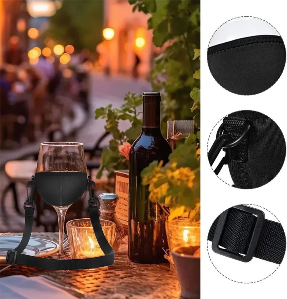 Set von 4 tragbaren Neopren - Weinglashaltern: Ideal für Party, Picknick und Festival