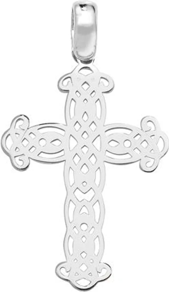 Pendentif croix en argent massif 925 rhodié, taille moyenne 38mm