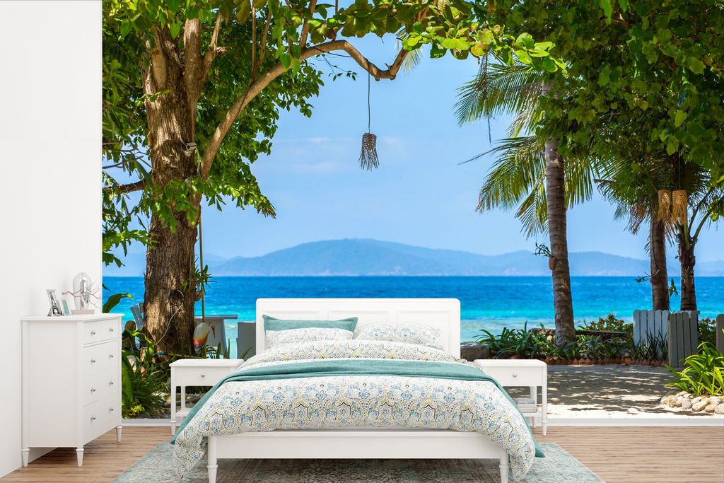 MuchoWow Fototapete für Wohnzimmer oder Schlafzimmer Wandtapete Vinyl Motivtapete Tropisch - Strand - Meer - 390x260 cm - Papiertapete