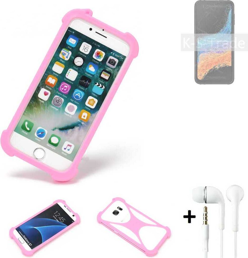 K-S-Trade Bumper + Kopfhörer kompatibel mit Samsung Galaxy XCover6 Pro Handy Hülle Schutzhülle Silikon Schutz Hülle Cover Case Silikoncase
