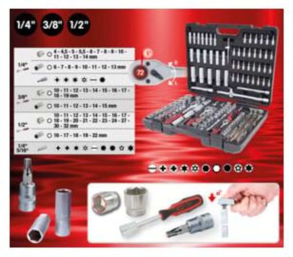 KS Tools 1/4 +3/8 +1/2 Steckschlüssel 195tlg 917.0795 Produktbild 