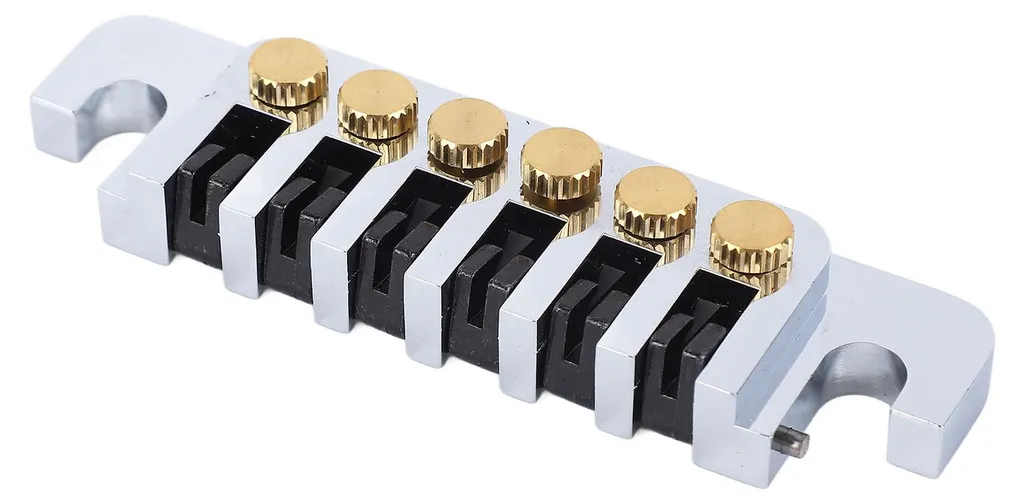 Chevalet à rouleaux avec 2 vis pour guitare électrique type LP chromé - 7