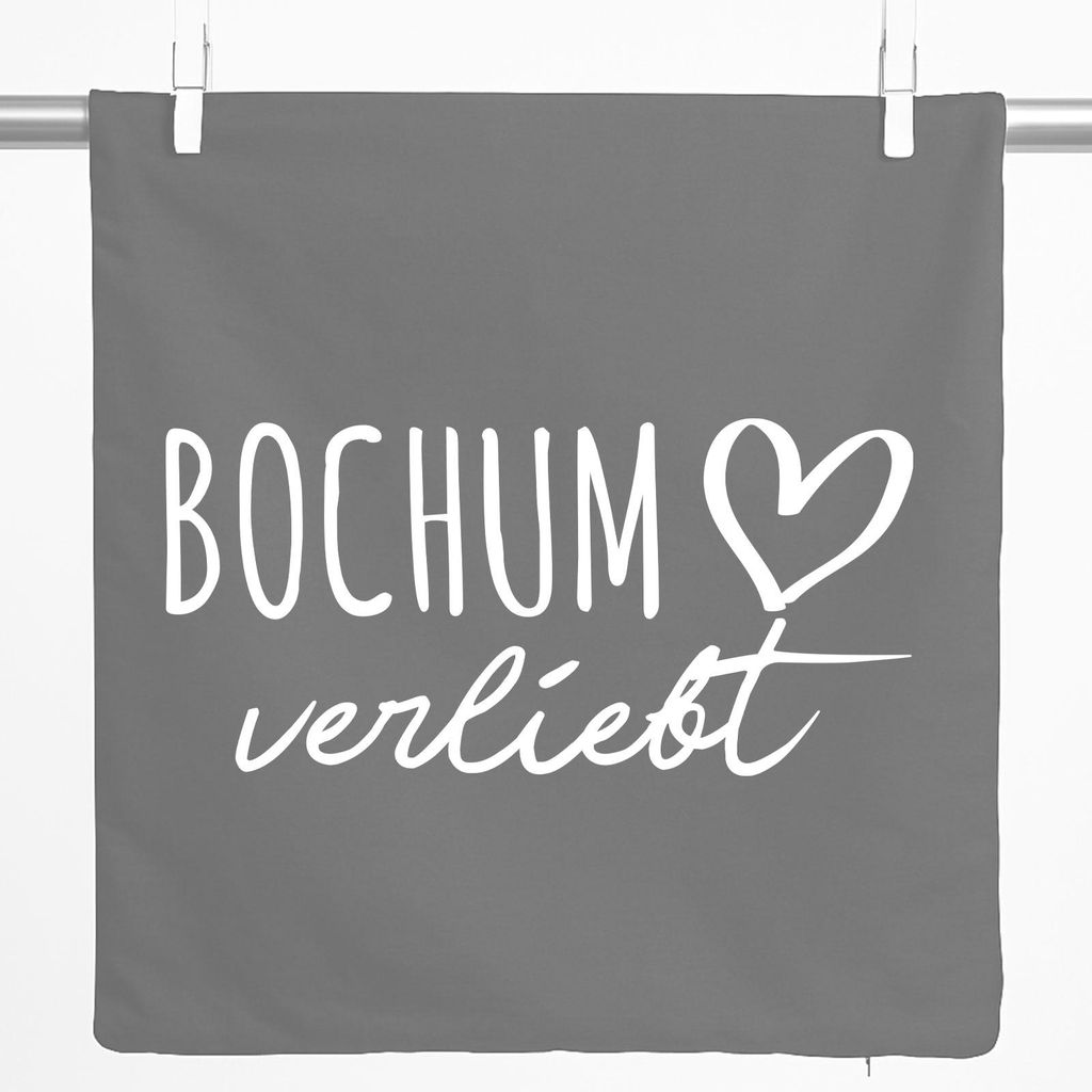 Huuraa Kissenbezug Bochum verliebt 40x40cm Steel Grey Baumwolle Dekokissenbezug Geschenkidee