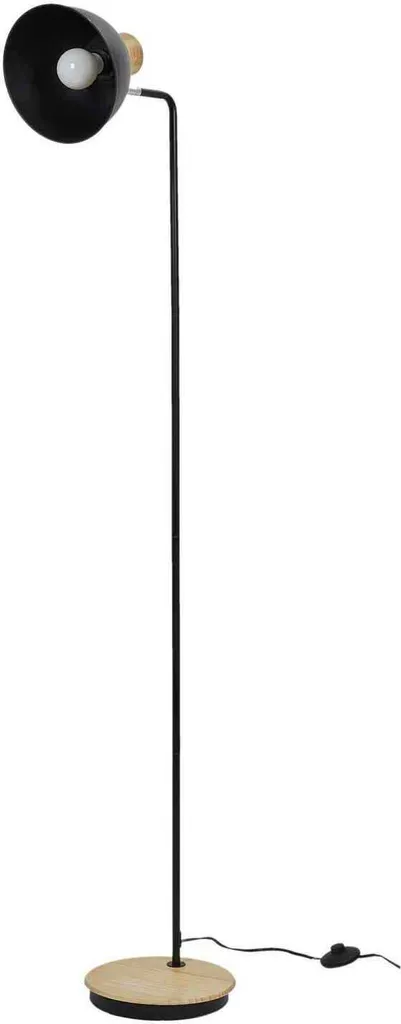 Lampadaire Metal Noir Bois Stable : Solution Éclairage Design Gain de Place - 8
