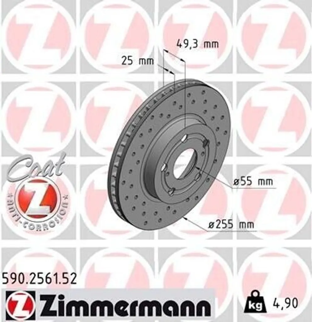Disques sport ventilés Zimmermann Coat Z pour Toyota Carina E