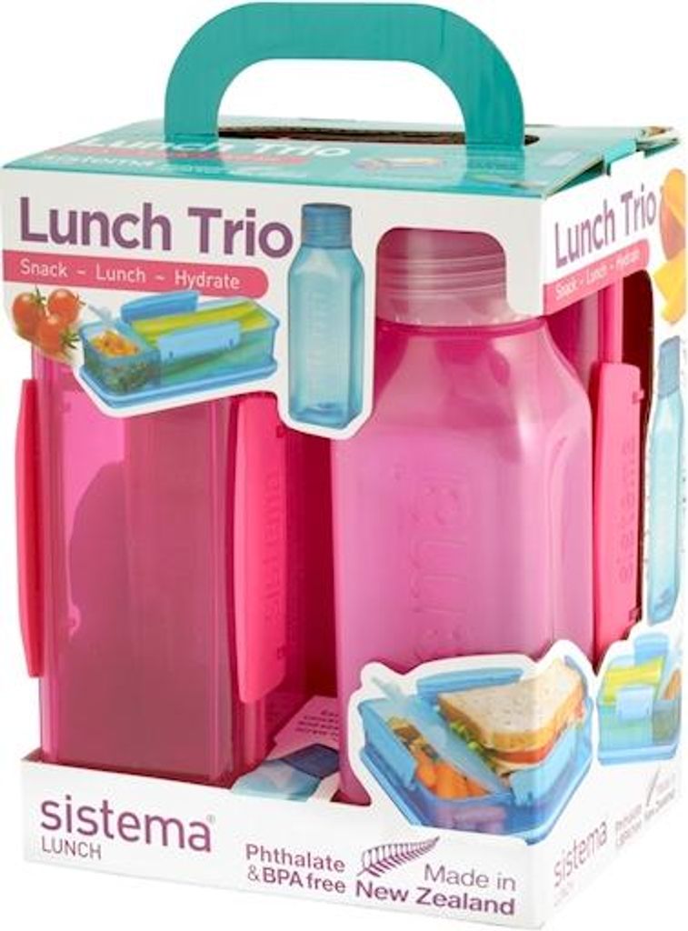 System Pack 2 Lunchbox 975/410 ml mit Flasche 475 ml, Polypropylen, Sortiert, 19,7 x 15,8 x 5,85 cm, 3 Einheiten