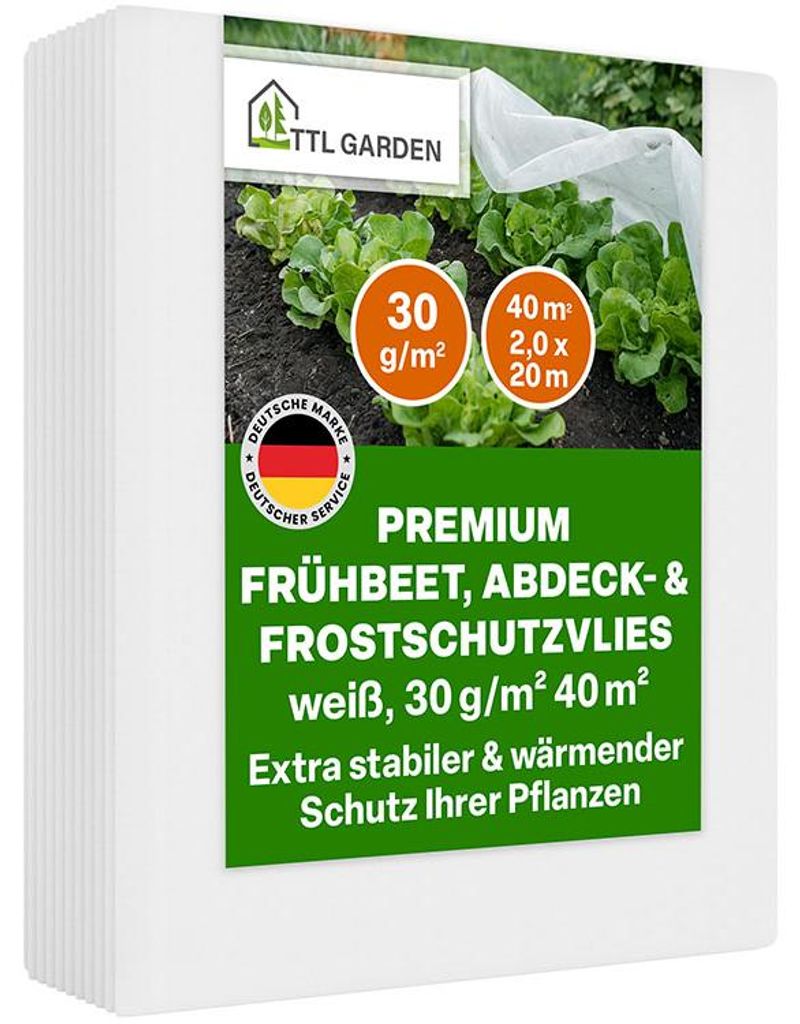 TTL GARDEN Frühbeetvlies 40m² 2x20m – 30g/m² Produktbild 
