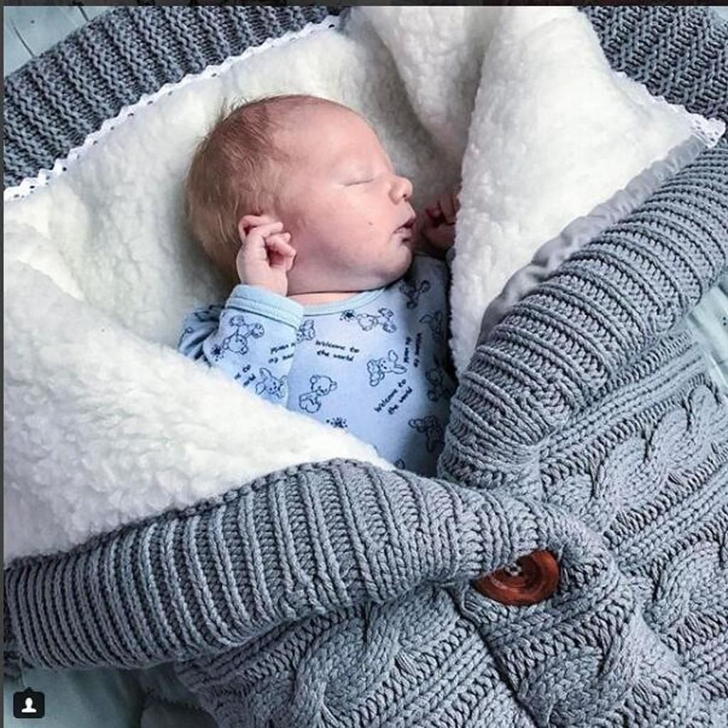 Neugeborenes Baby Gestrickt Wickeln Swaddle Decke Winter Schlafsack für 