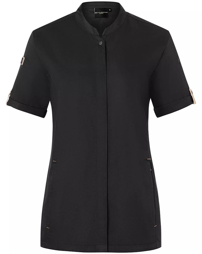 Karlowsky - "Green-Generation" Kochjacke für Damen kurzärmlig LT5662 (127 cm) (Schwarz)