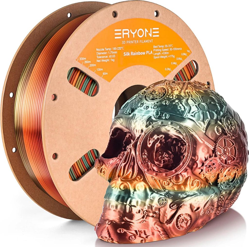 Silk Rainbow PLA Filament - 3D Drucker Filament - 1 kg PLA - 1,75 mm Durchmesser - ±0,03 mm Toleranz - 190–220°C Drucktemperatur - Für 3D-Druc...