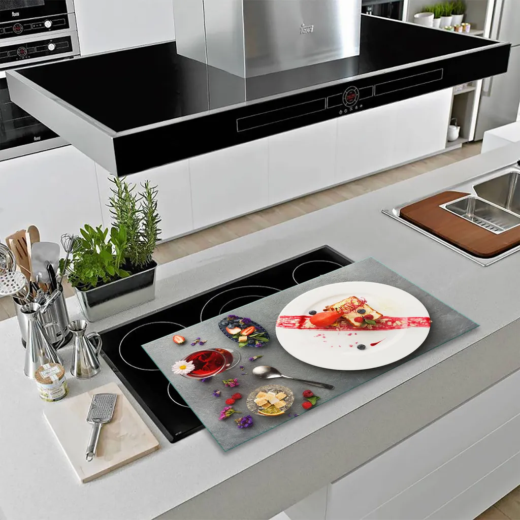 Piastra di copertura per piano cottura in ceramica 1 pezzo 80x52 frutta rosso copertura vetro decorazione alzatina - 12
