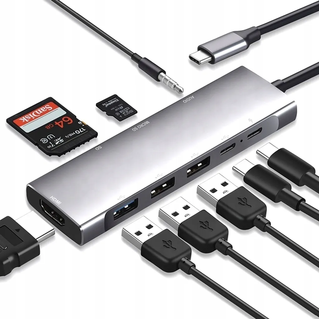 Hub USB-C 9 in 1 per MacBook e Windows | Adattatore 4K HDMI e PD 87W