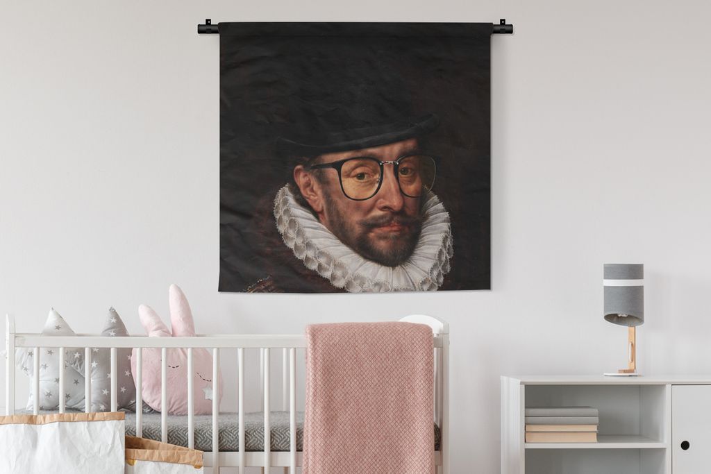 MuchoWow Wandteppich Wandbehang Wilhelm von Oranien - Kunst - Brillen 90x90 cm Tapisserie Dekoration Wandtuch - Wandaufhänger