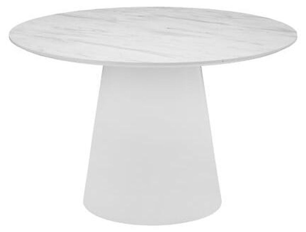 Runder Esstisch, 120 cm, MDF in weißer Marmoroptik