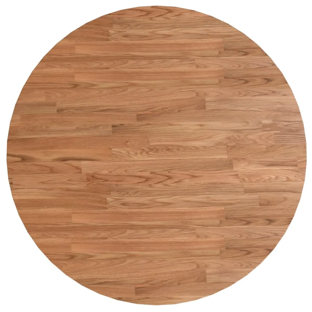 Piano Tavolo Rotondo Rovere Antico Marrone 80cm | Legno Massello Vero - 2
